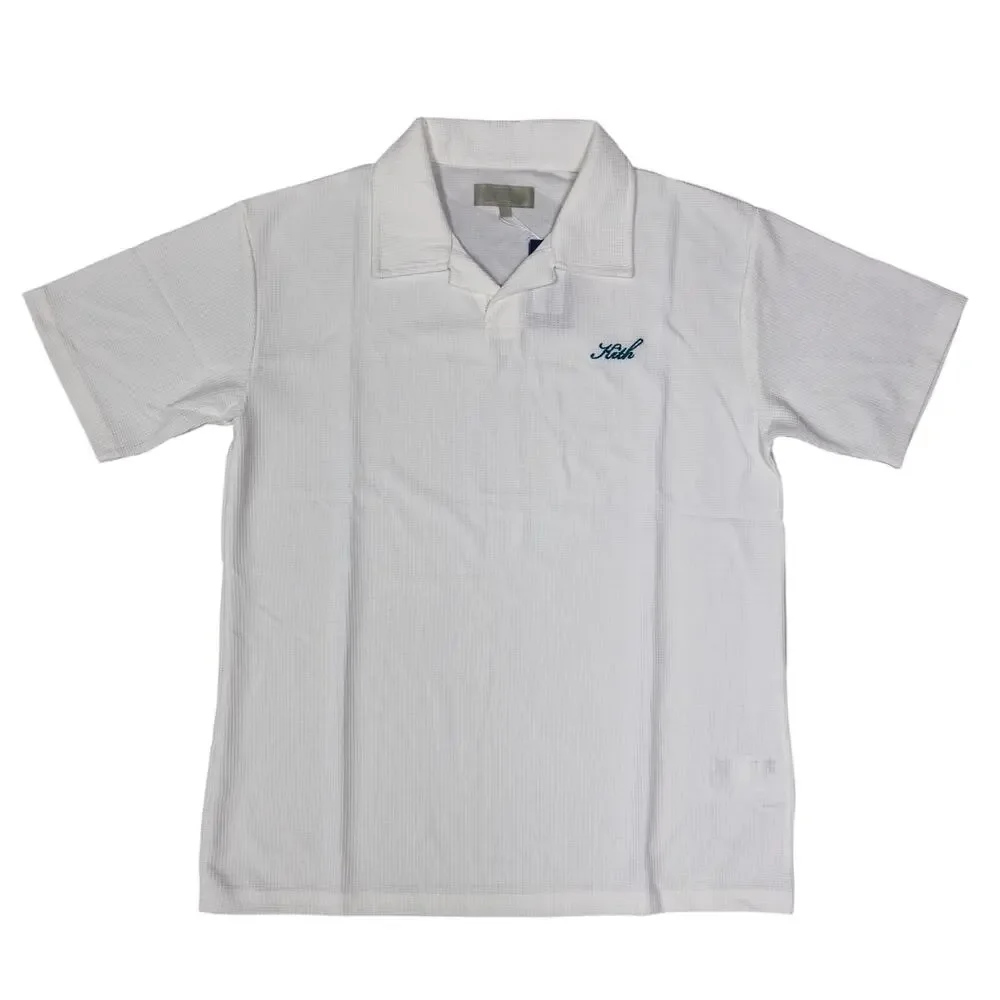 Kith Micro Waffle Drew Polo 'White' Size XL